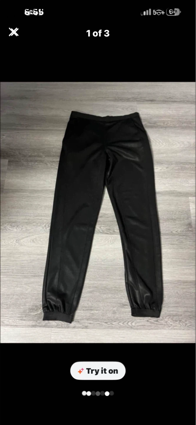 ZARA Black Faux Leather Joggers