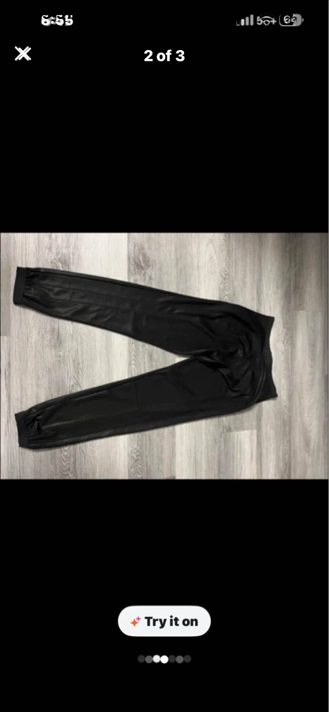 ZARA Black Faux Leather Joggers - photo 2