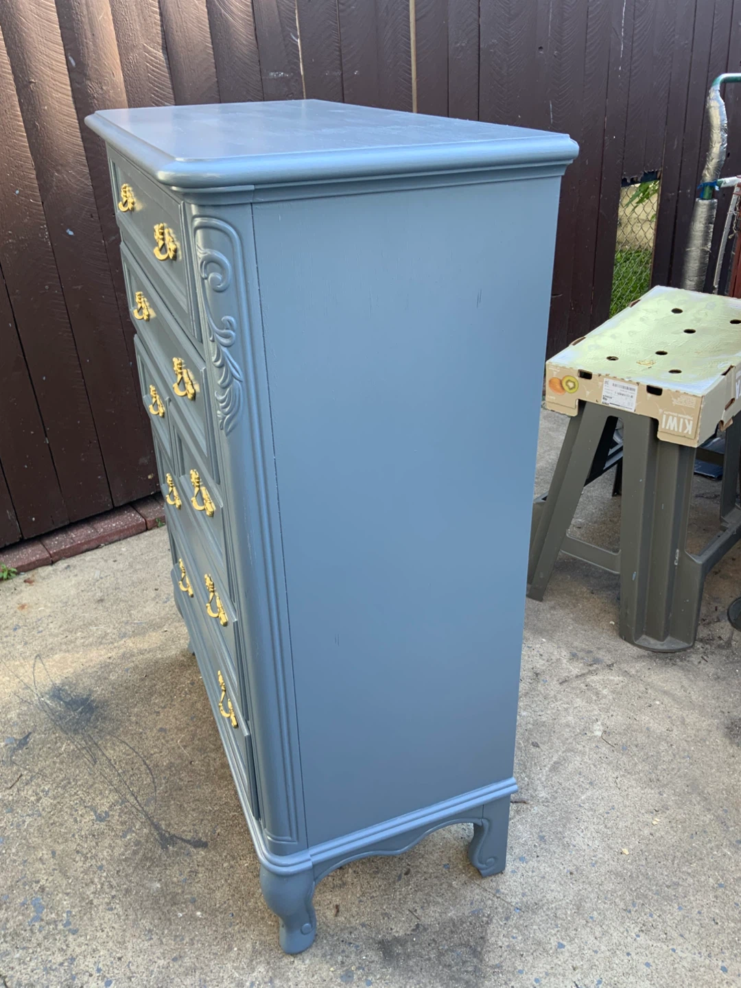 Gray Tall Dresser with Gold Hardware - photo 2