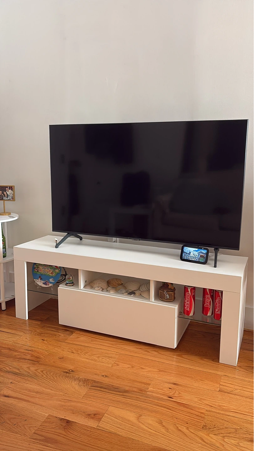 White TV Stand with Storage - photo 2