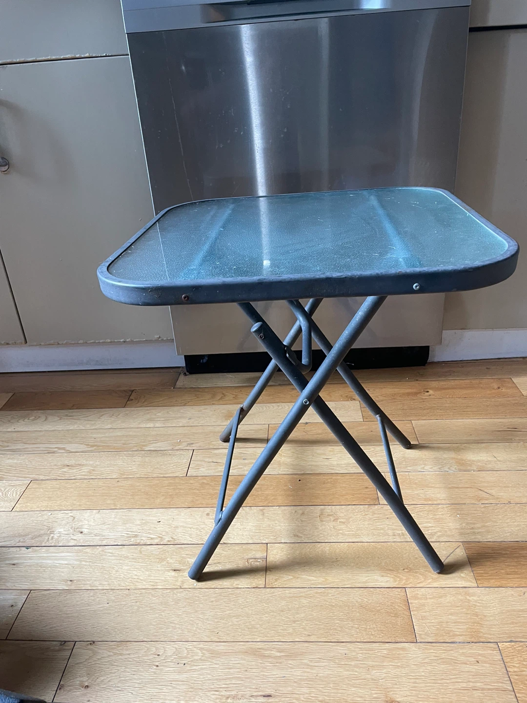 Small Folding Patio Side Table – Glass Top - photo 2