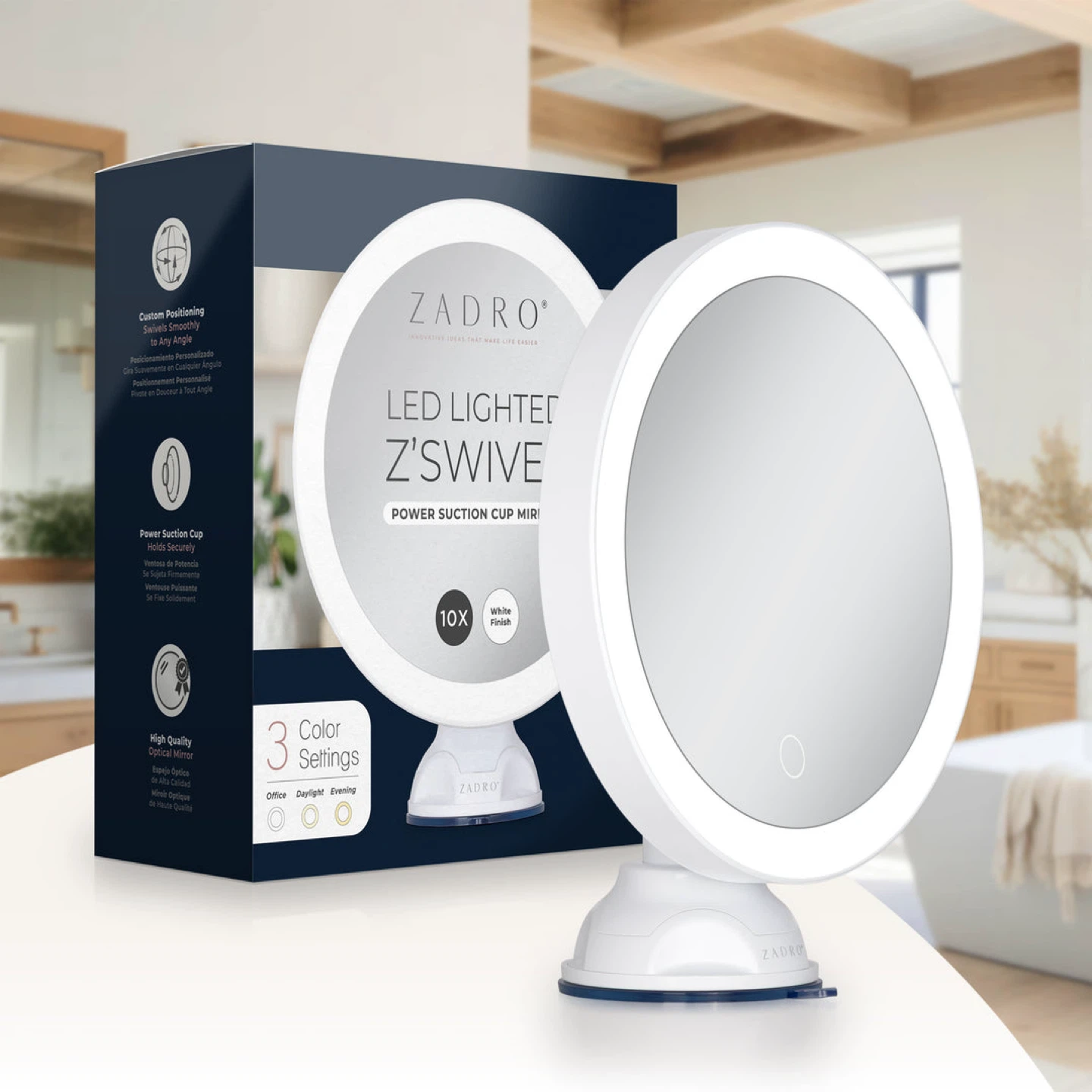 Zadro LED Lighted Z'Swivel Power Suction Cup Mirror