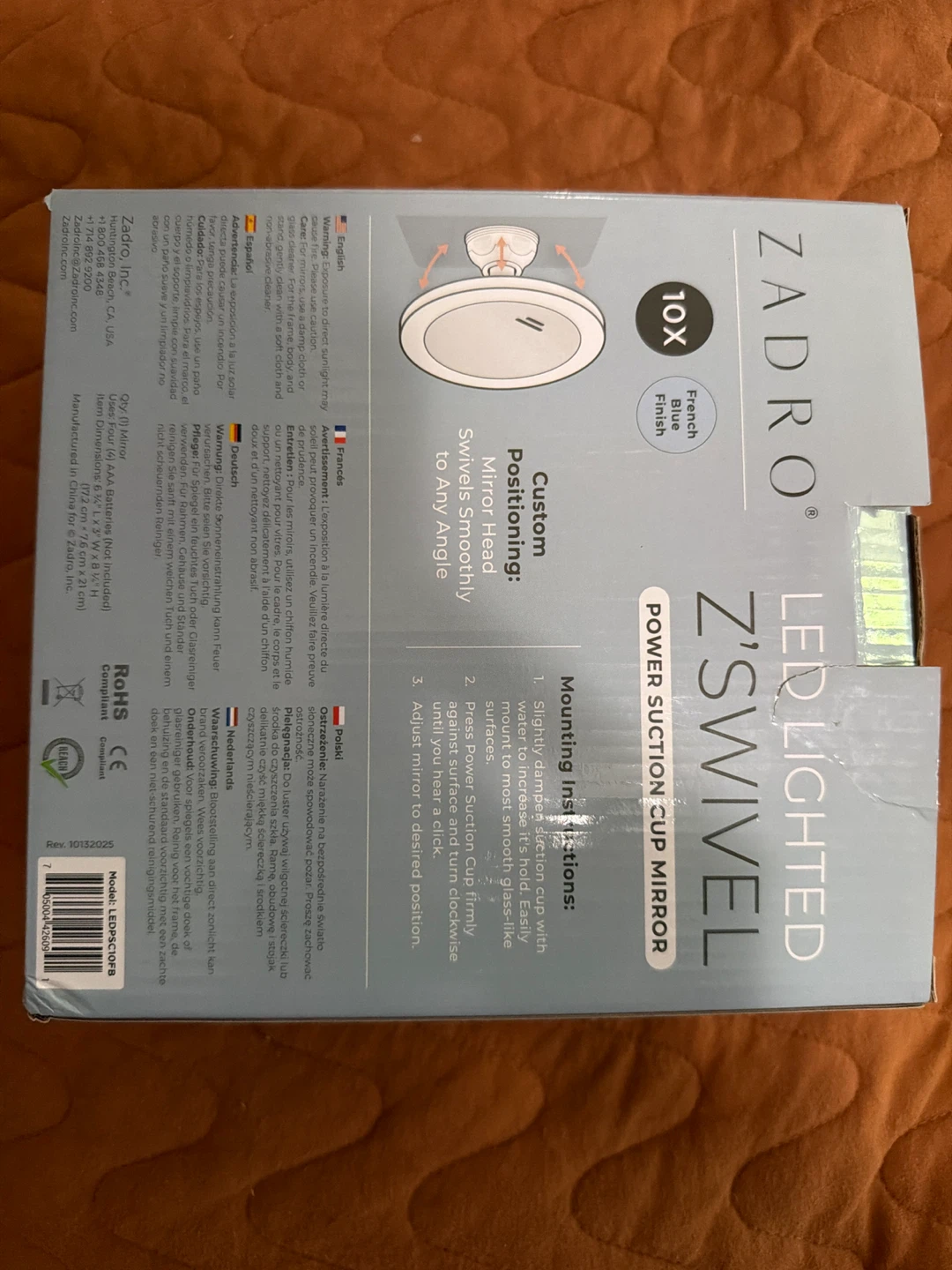 Zadro LED Lighted Z'Swivel Power Suction Cup Mirror - photo 5