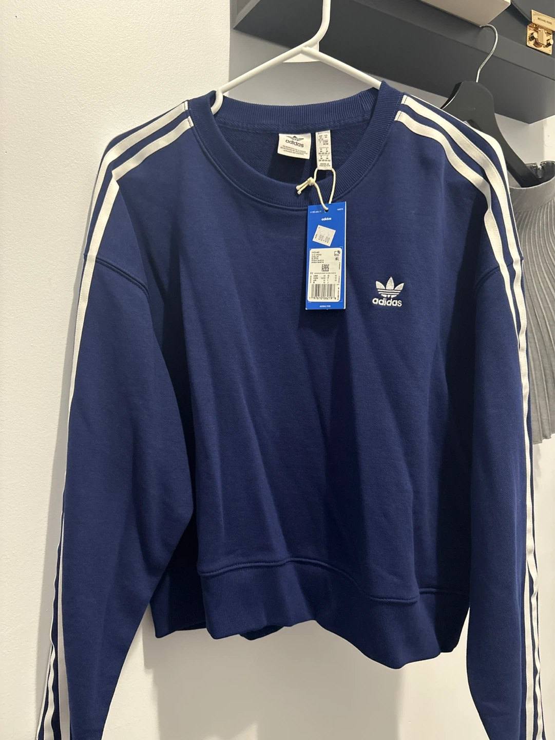 Adidas 3-Stripes Crewneck Sweatshirt - Navy Blue - Size Medium