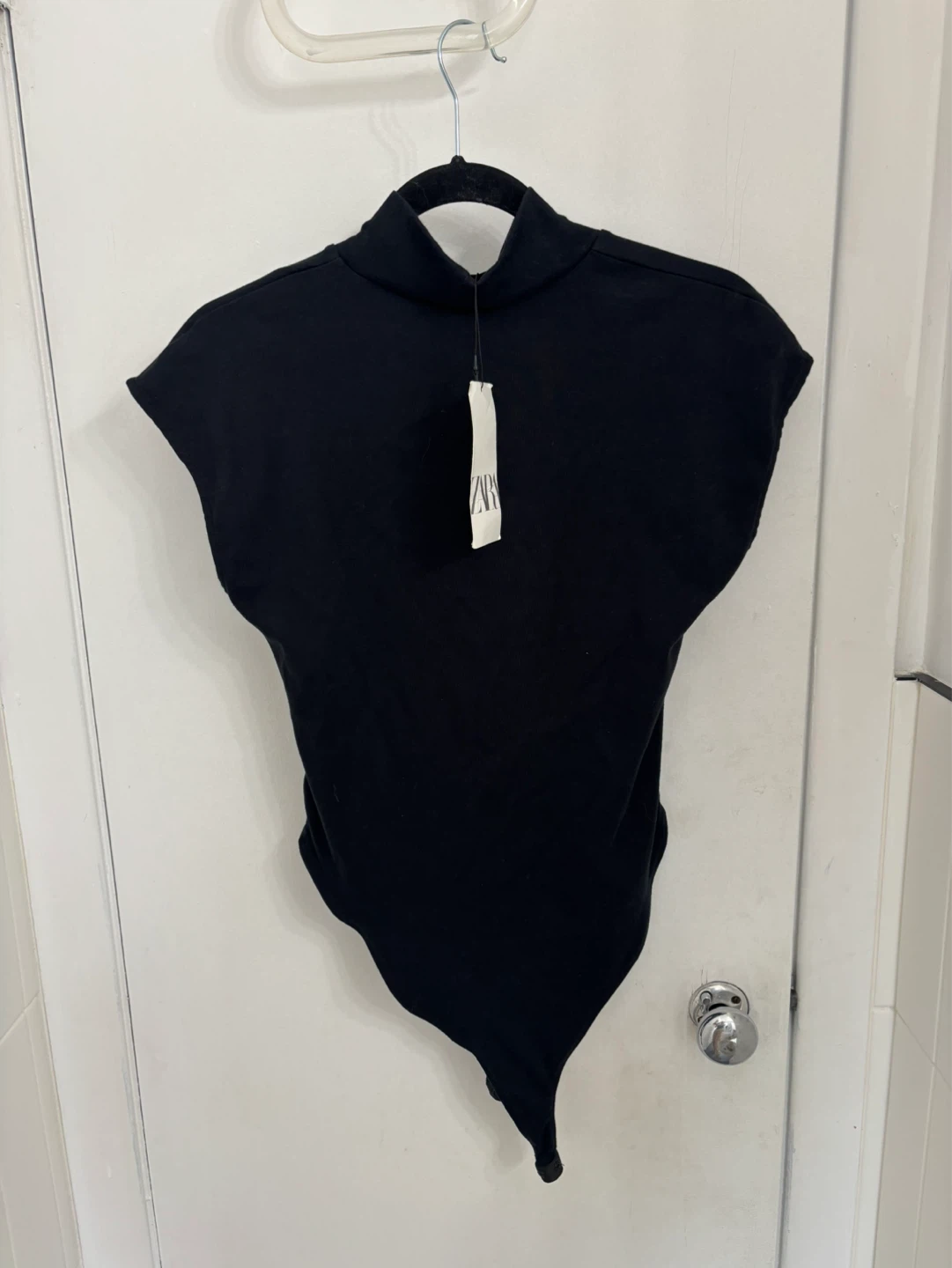 Black Zara Mock Neck Cap Sleeve Bodysuit - photo 3