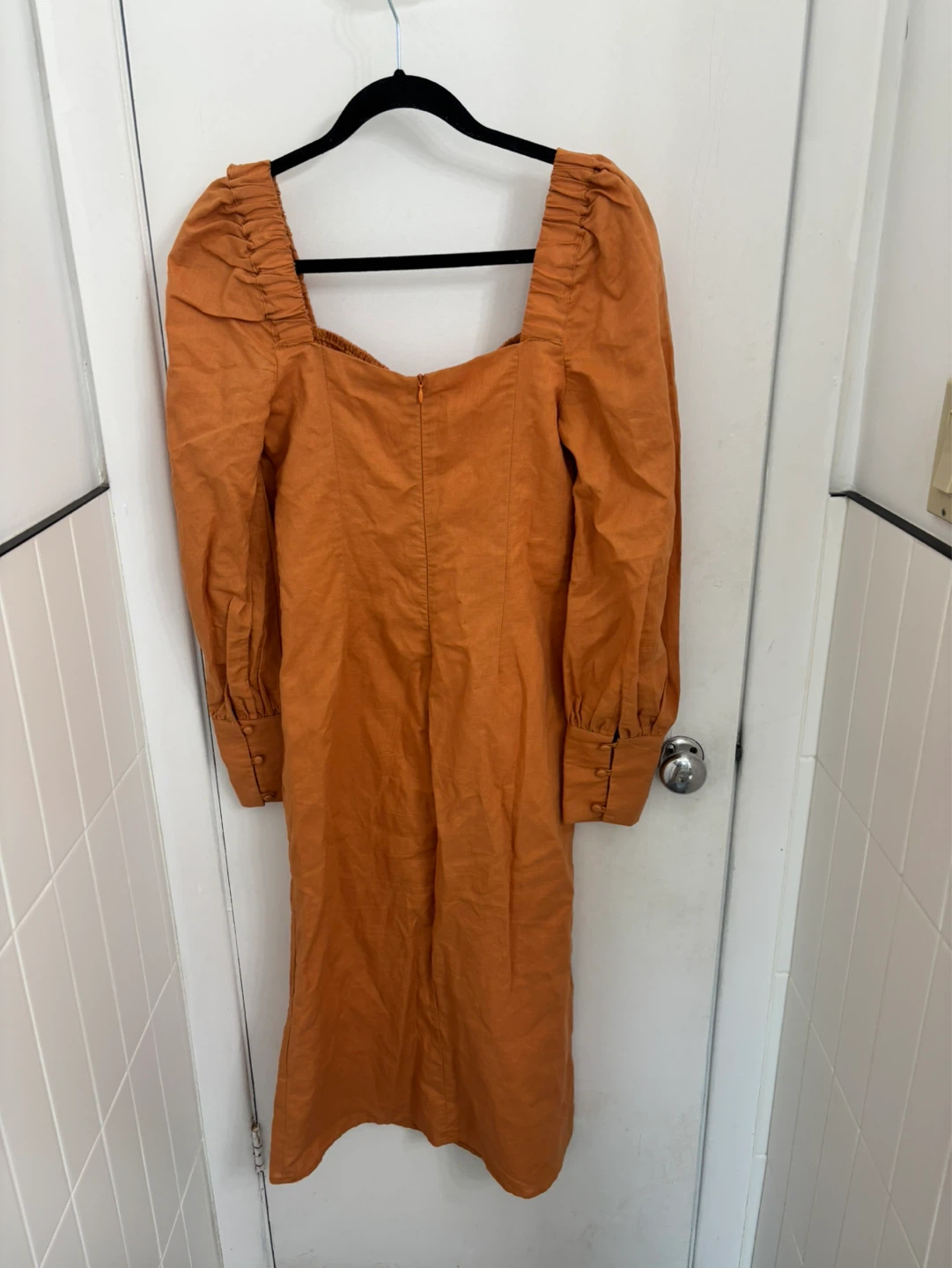 Charlie Holiday Orange Smocked Puff Sleeve Midi Dress - photo 2