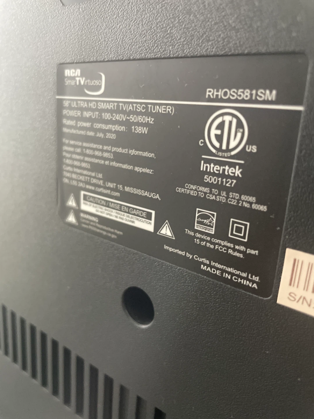 RCA 58" Ultra HD Smart TV RHOS581SM - photo 2