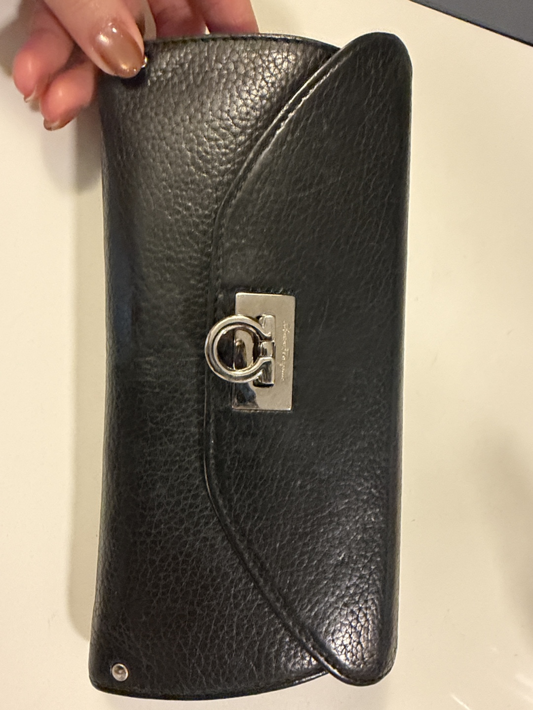 Salvatore Ferragamo Black Leather Long Wallet