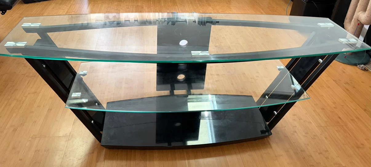 Glass and Black TV Stand - photo 2