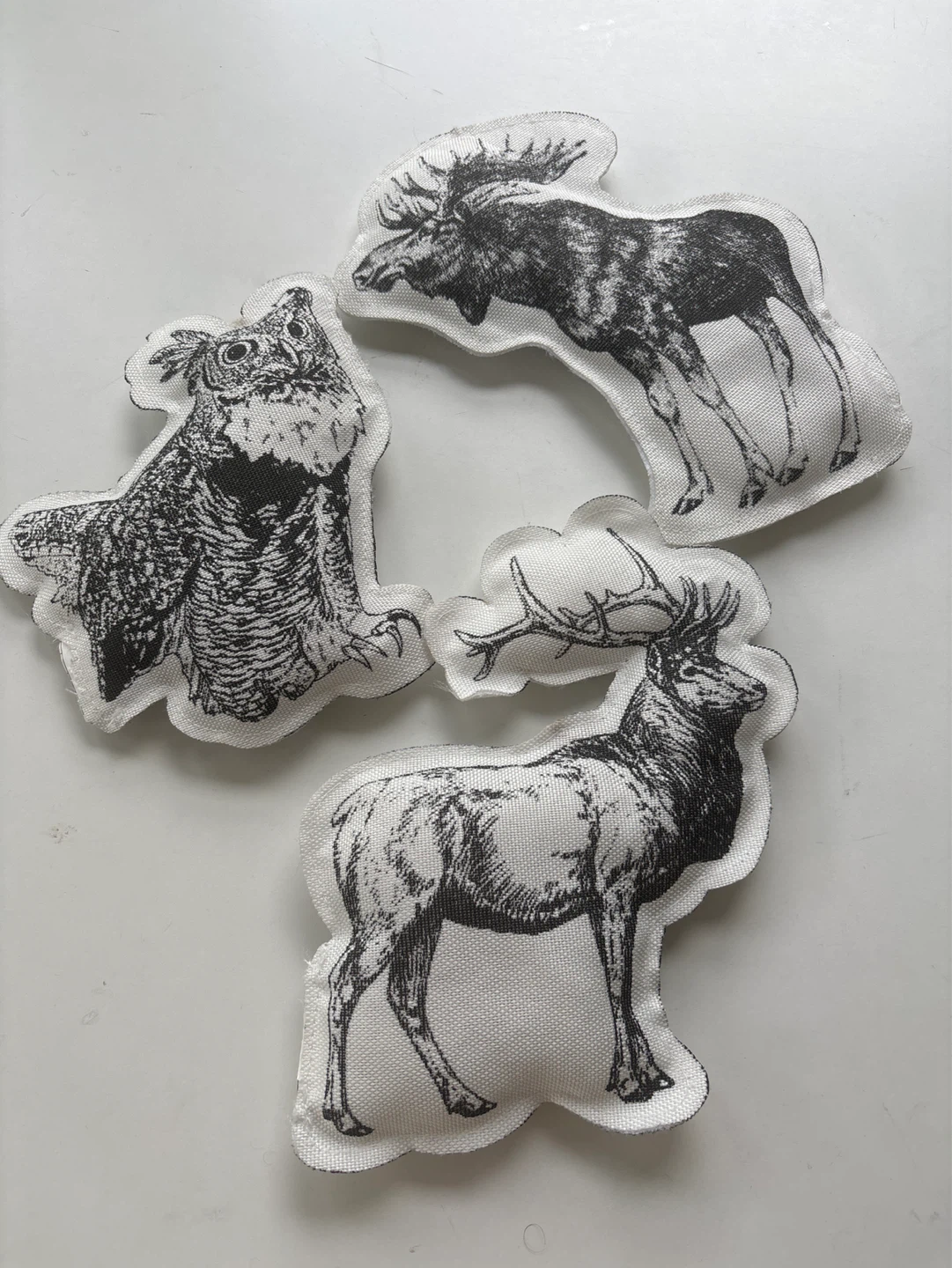 Set of 3 Fabric Animal Appliques - Owl, Moose, Elk