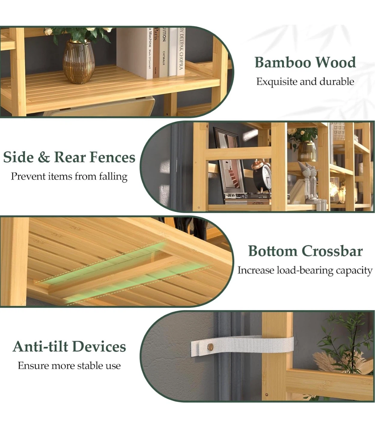 17-Shelf Large Bamboo Wood Bookcase - photo 3