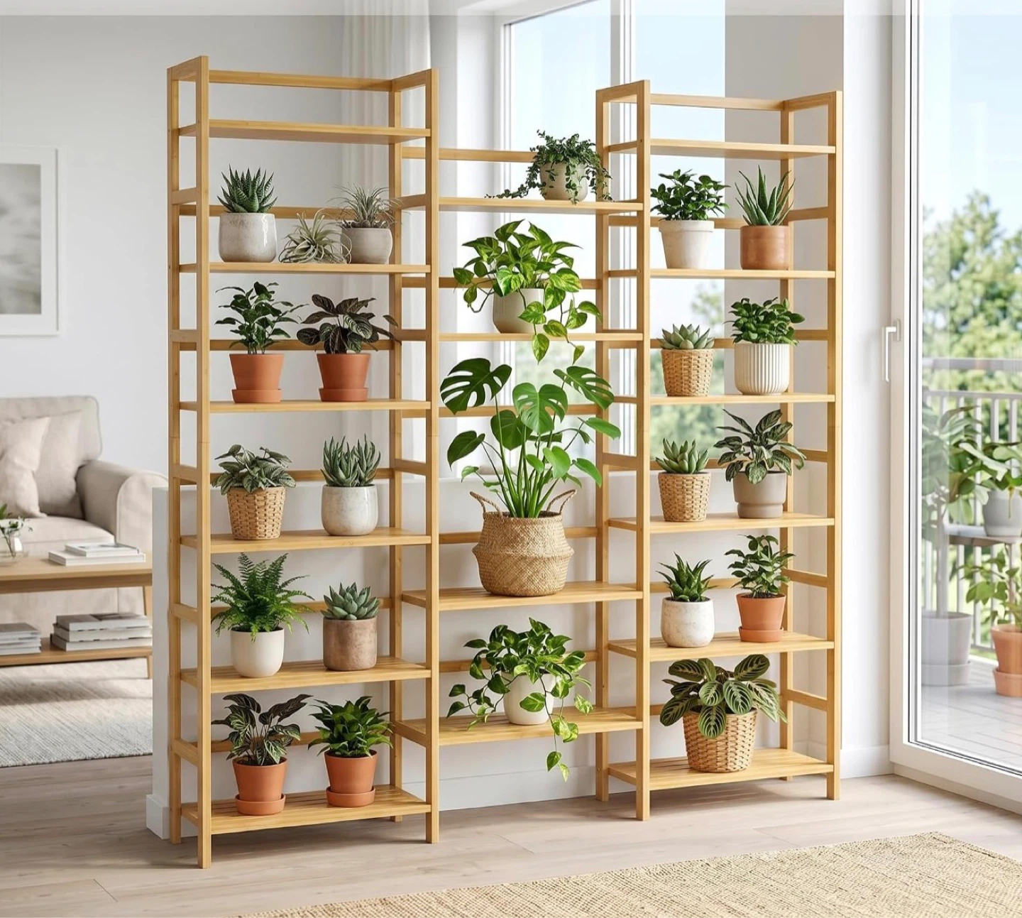 17-Shelf Large Bamboo Wood Bookcase - photo 5