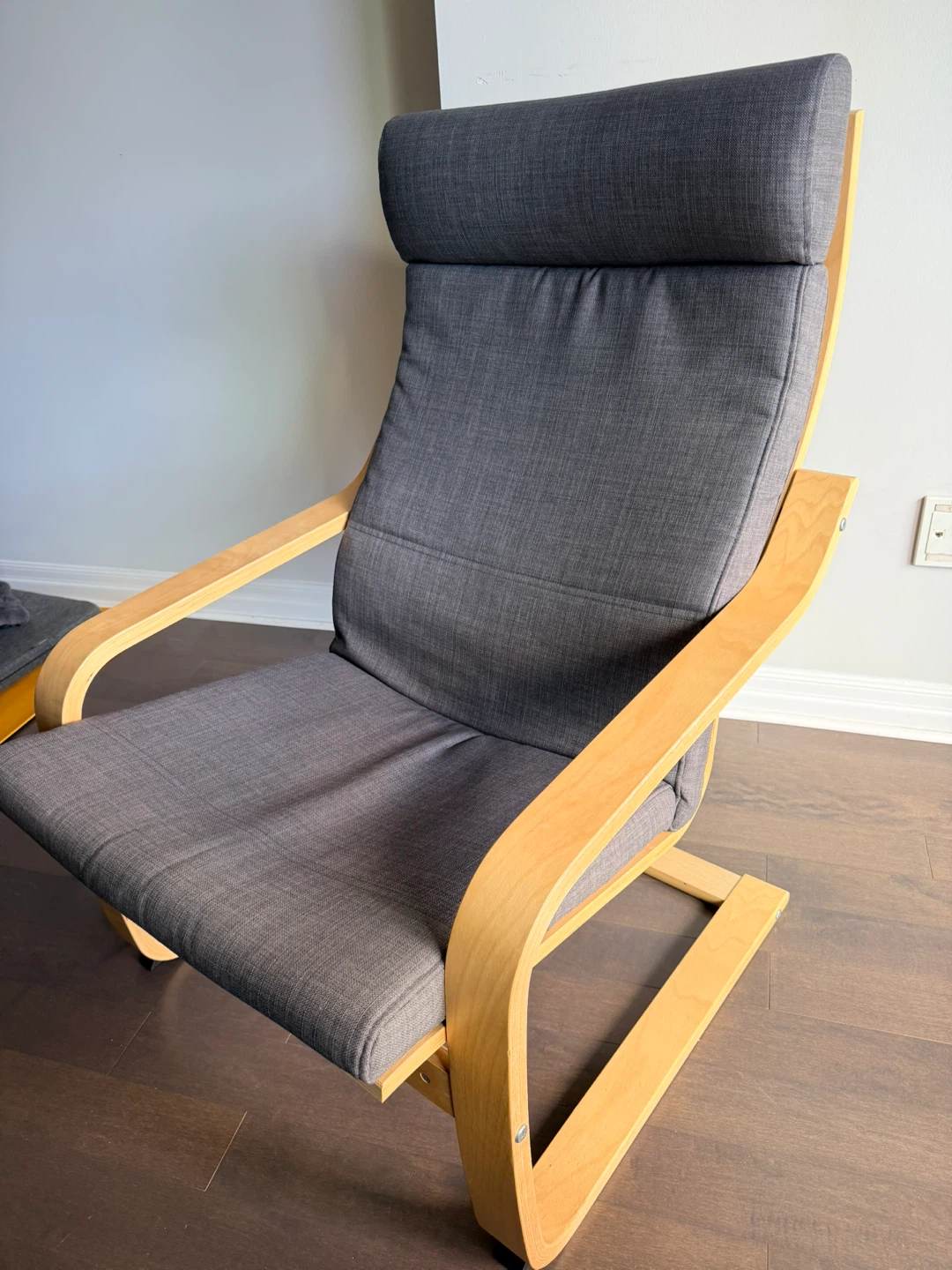 Grey Fabric Rocking Chair with Wooden Frame - photo 3