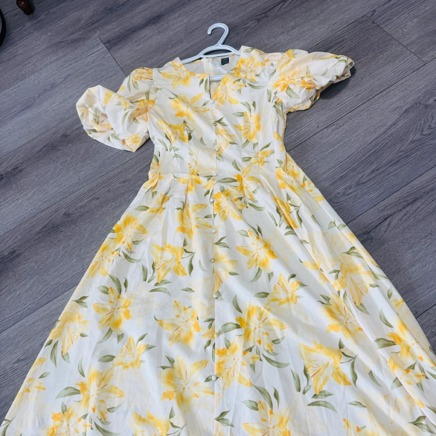 SHEIN Floral Midi Dress - Yellow