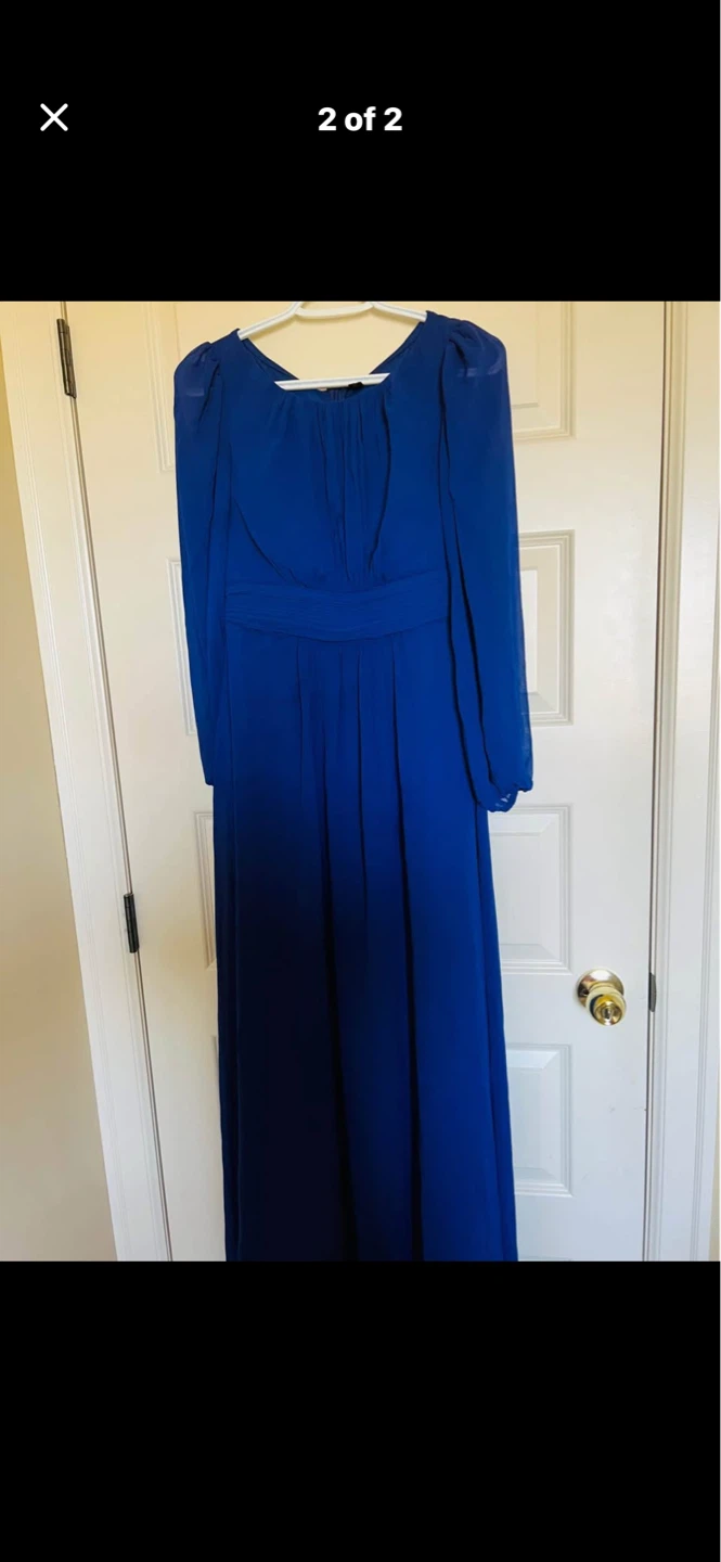 Blue Long-Sleeve Maxi Dress