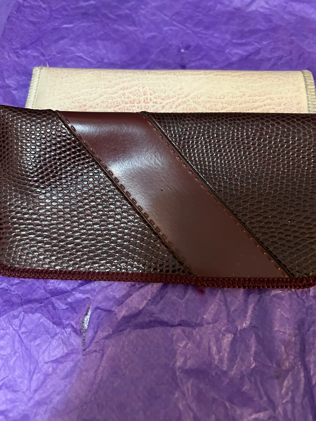 Dark burgundy and beige sunglass  cases