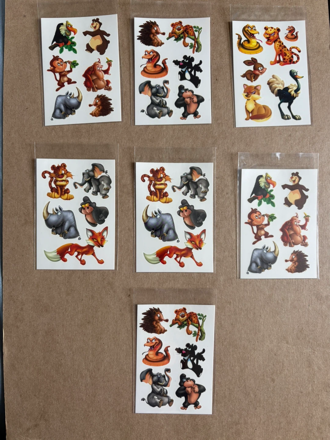 7 Sheets of Assorted Animal Tattoos