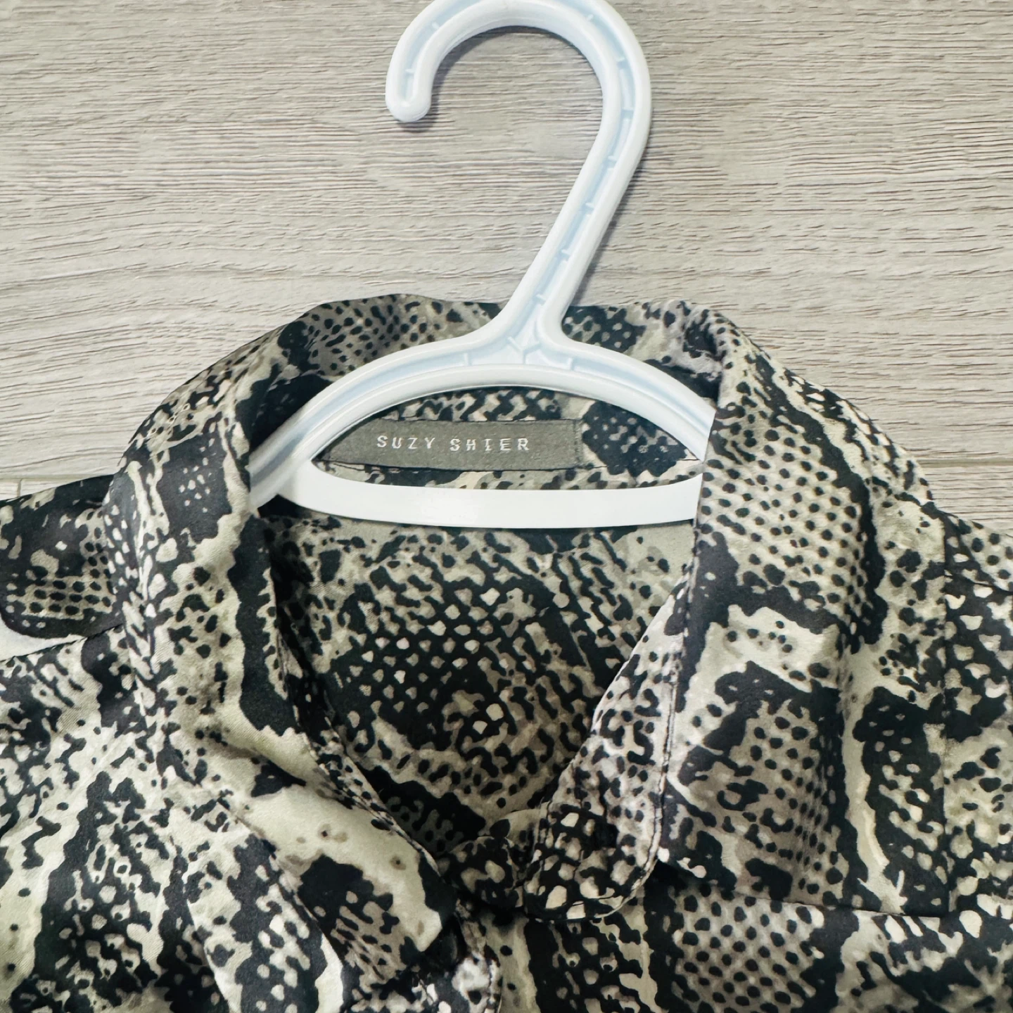Suzy Shier Snake Print Button-Up Shirt