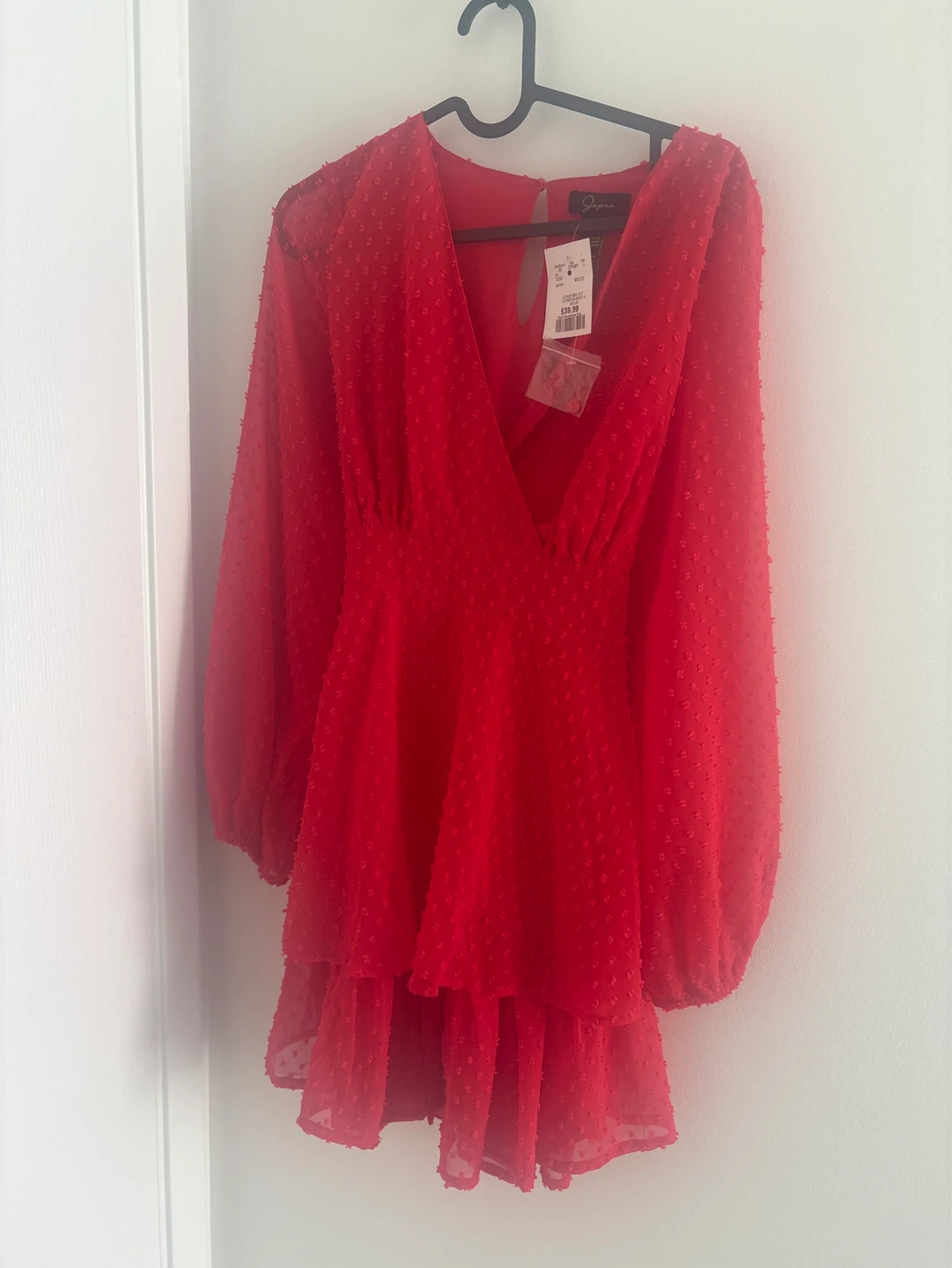 Japra Red Textured Mini Dress size small