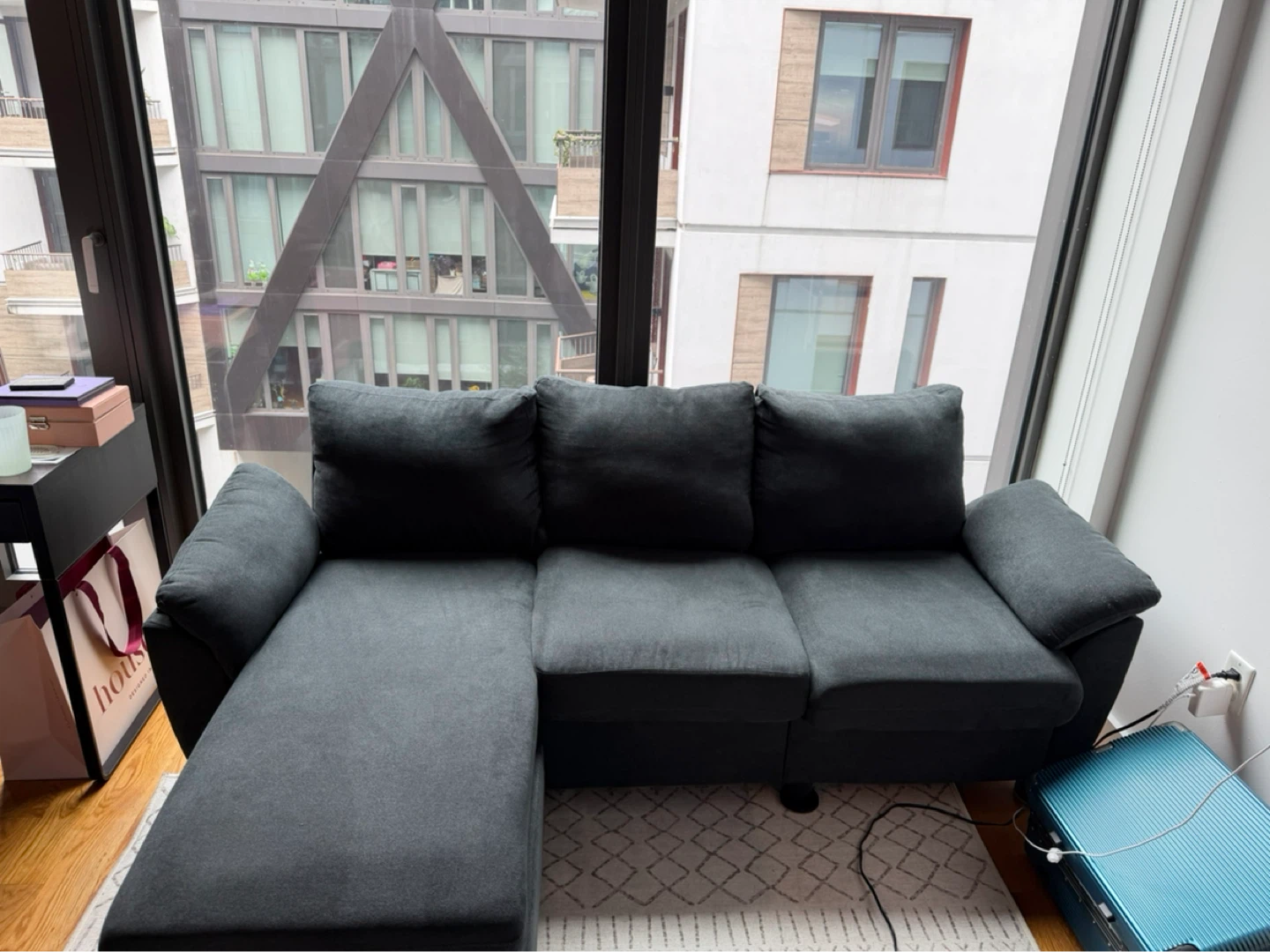 Dark Gray 3-Seater Sofa with Chaise
