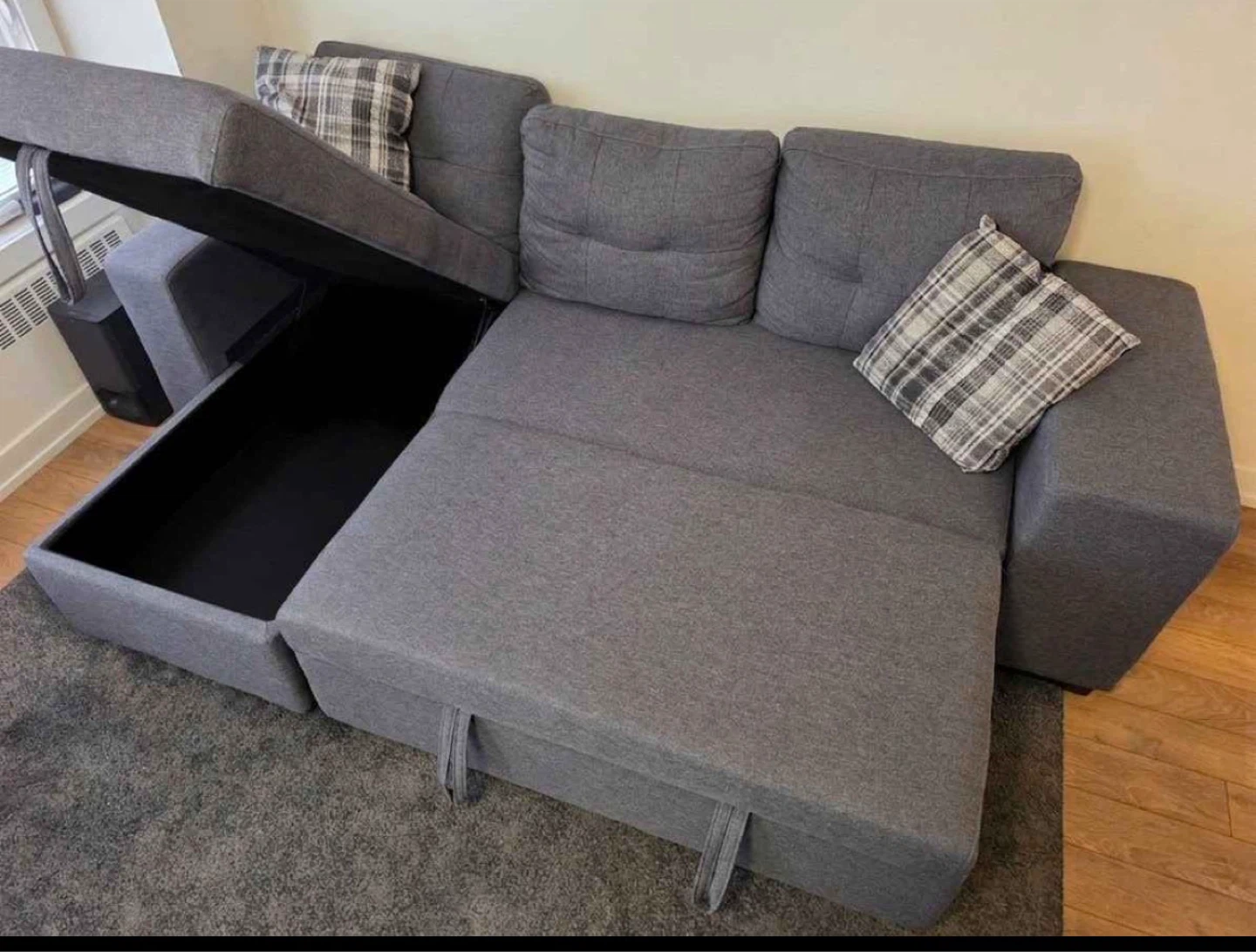 Grey Sectional Sofa with Bed and Storage - Free Delivery - photo 3