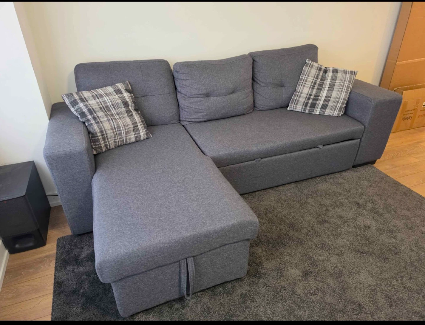 Grey Sectional Sofa with Bed and Storage - Free Delivery
