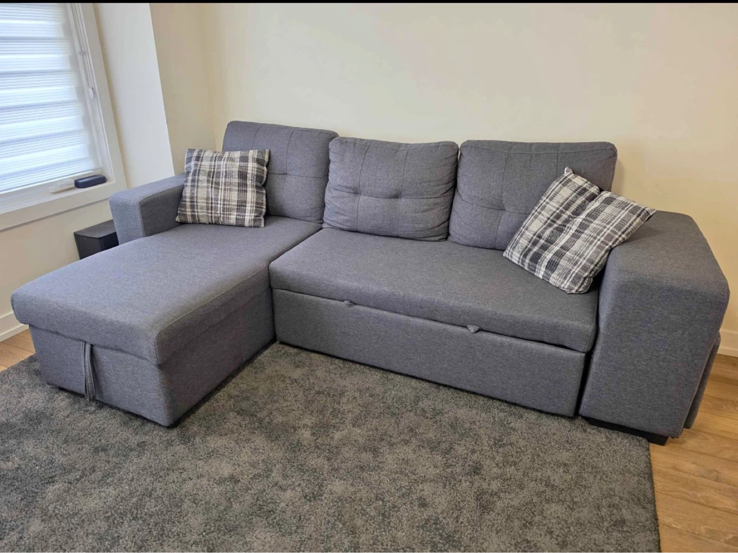 Grey Sectional Sofa with Bed and Storage - Free Delivery - photo 5