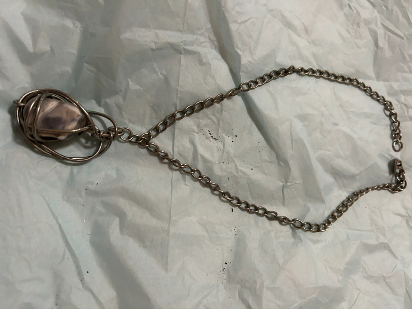 Chevron amethyst tumbled stone pendant - photo 2