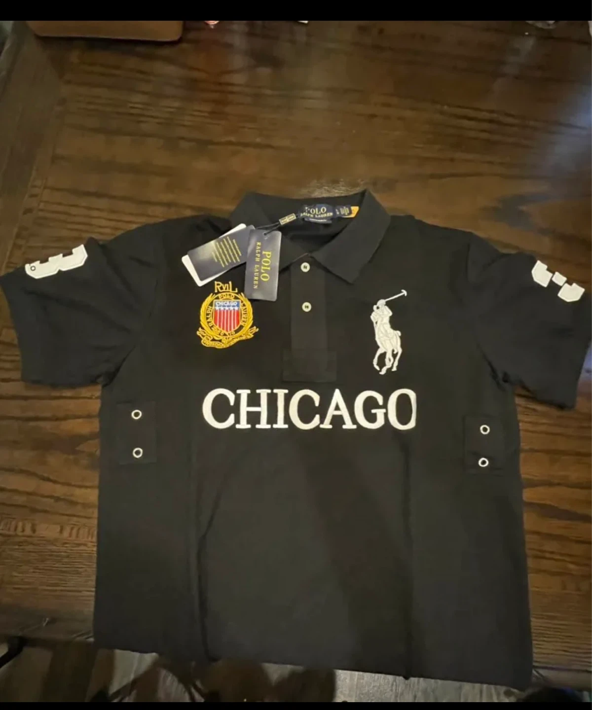 Polo Ralph Lauren Chicago Custom Slim Fit Polo Shirt L Black