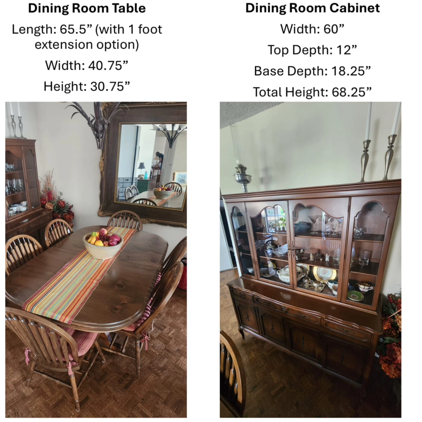 Dining Room Table and Cabinet Set
