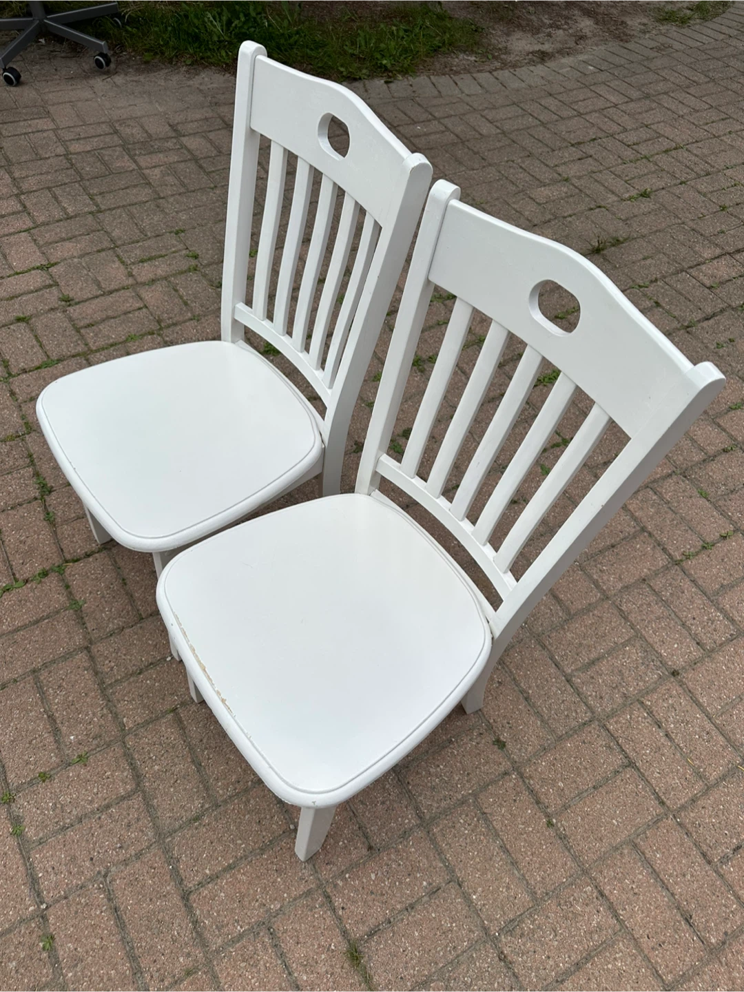 IKEA white wooden dining chairs, $55 for 2 - photo 3