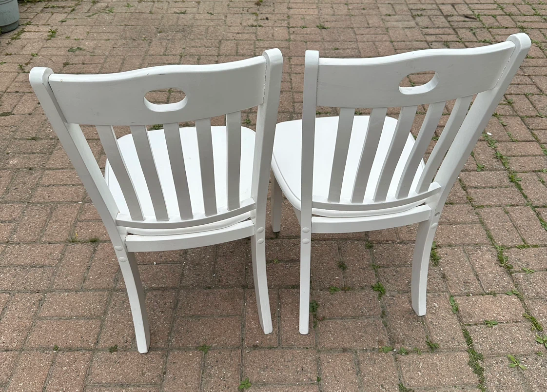 IKEA white wooden dining chairs, $55 for 2 - photo 4