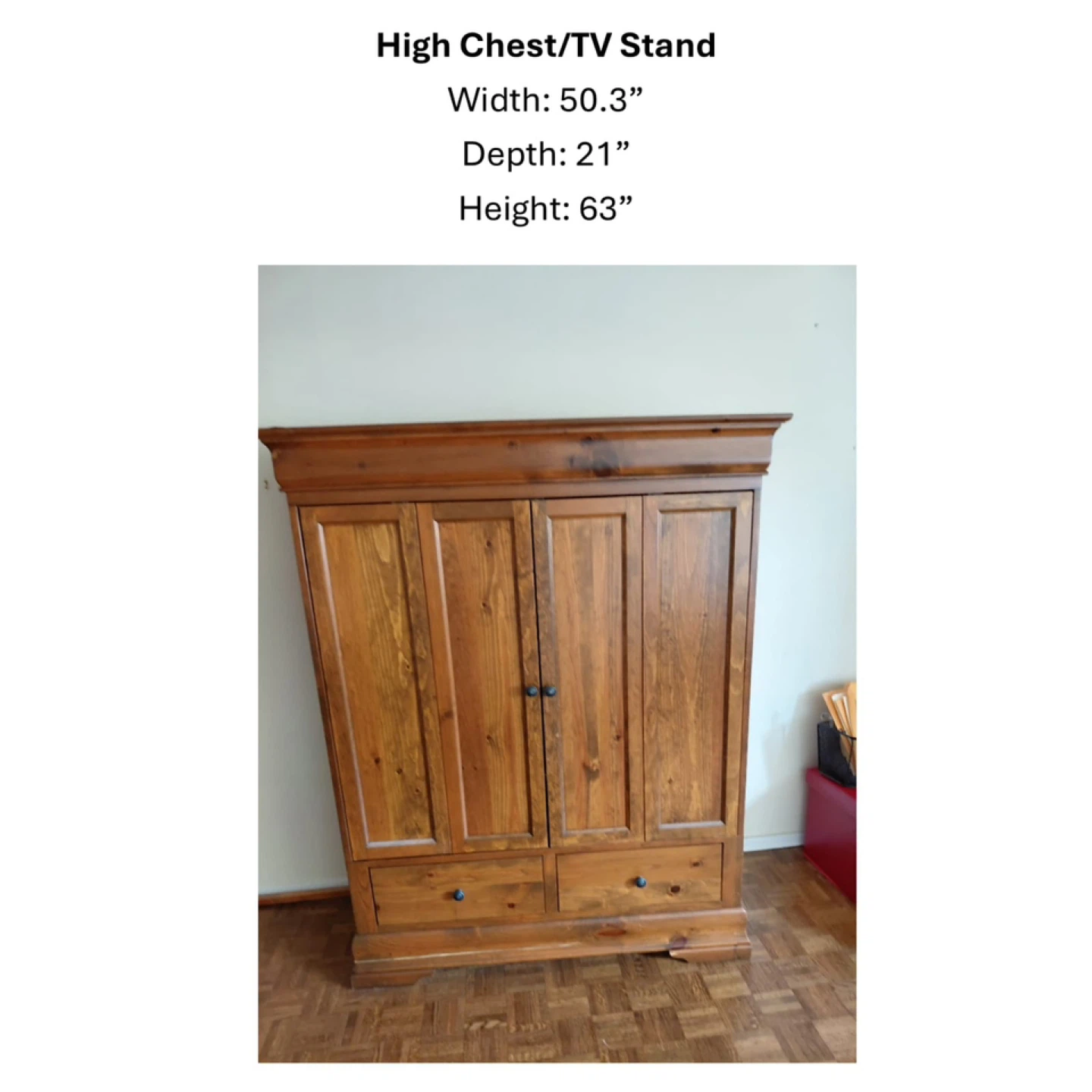 Wooden High Chest/TV Stand with Storage