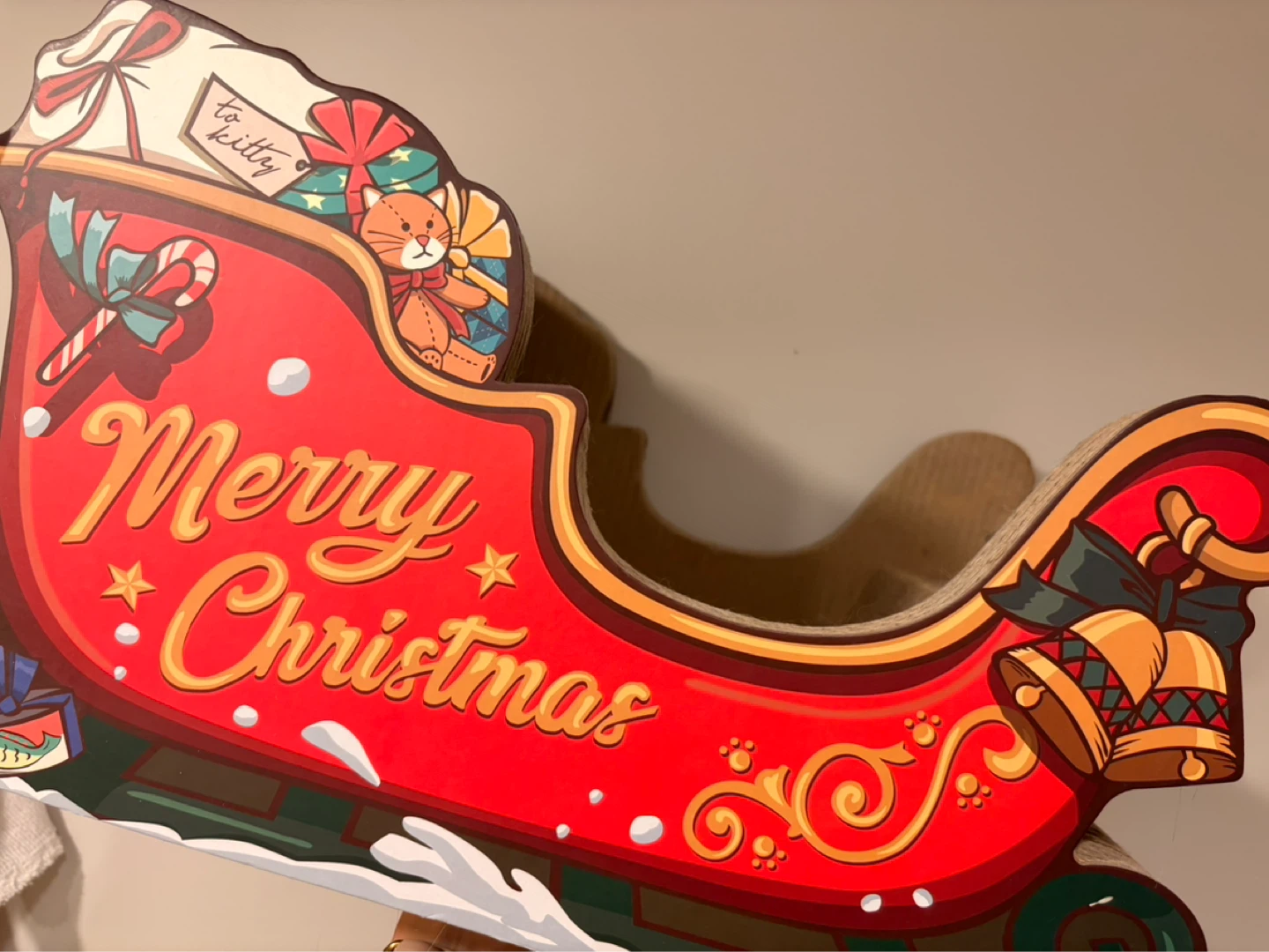 Cardboard Christmas Sleigh Cat Scratcher