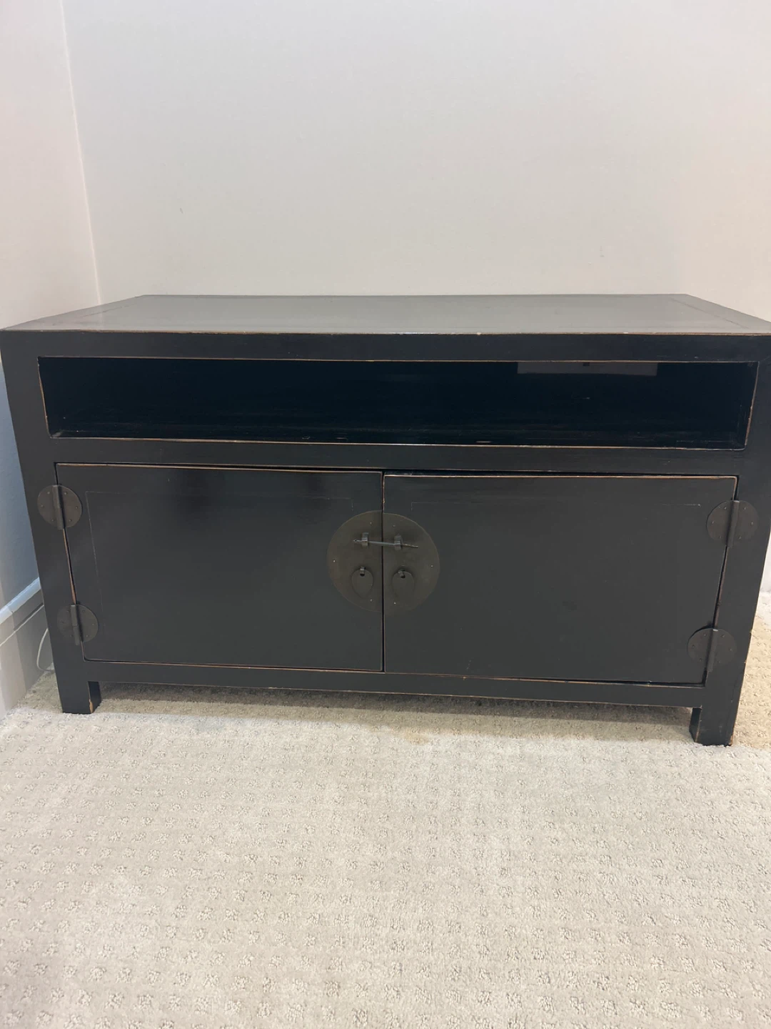 Black Asian-style Media Console Table - photo 2