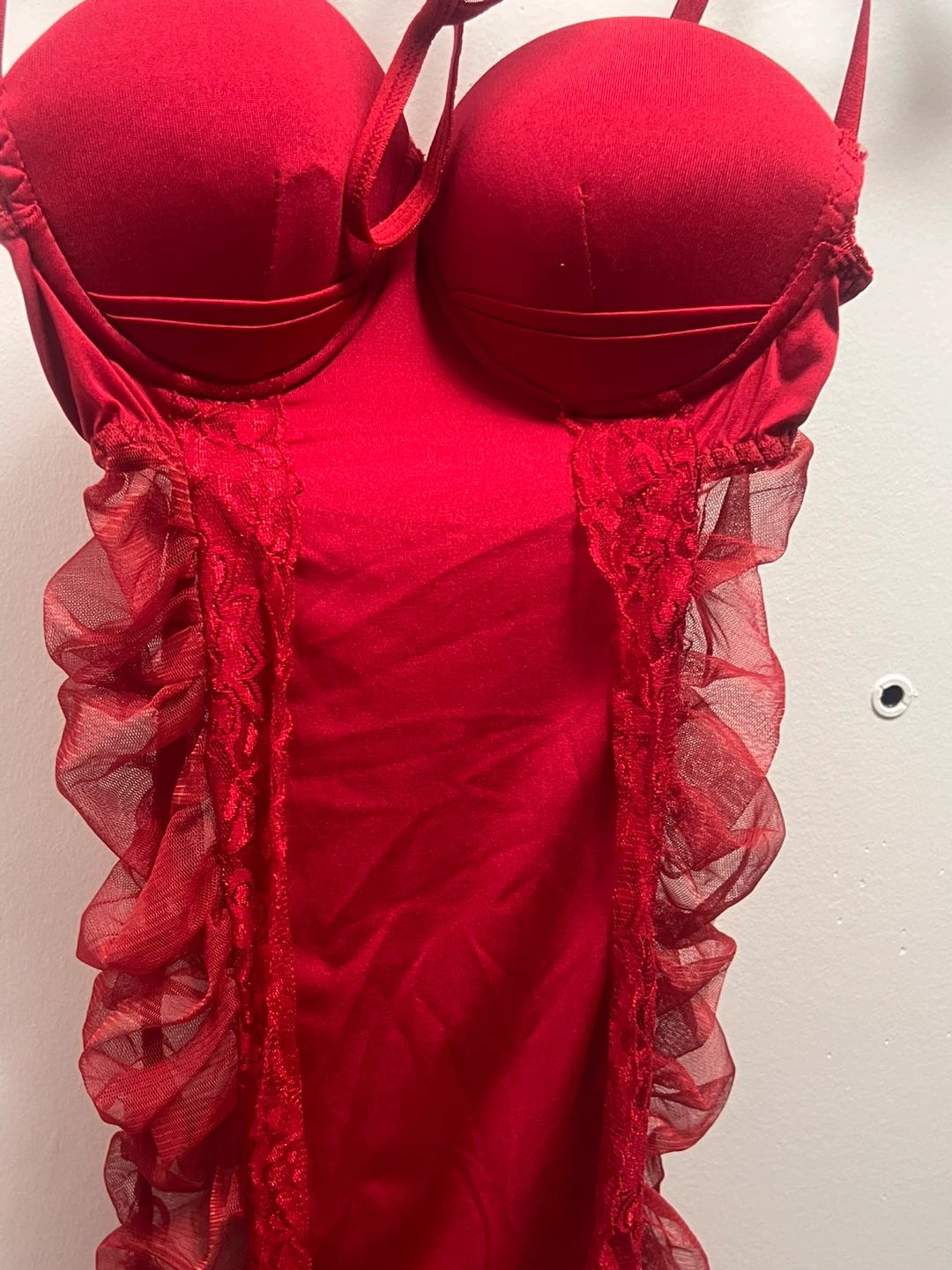 Red Ruffle Teddy Lingerie - photo 4