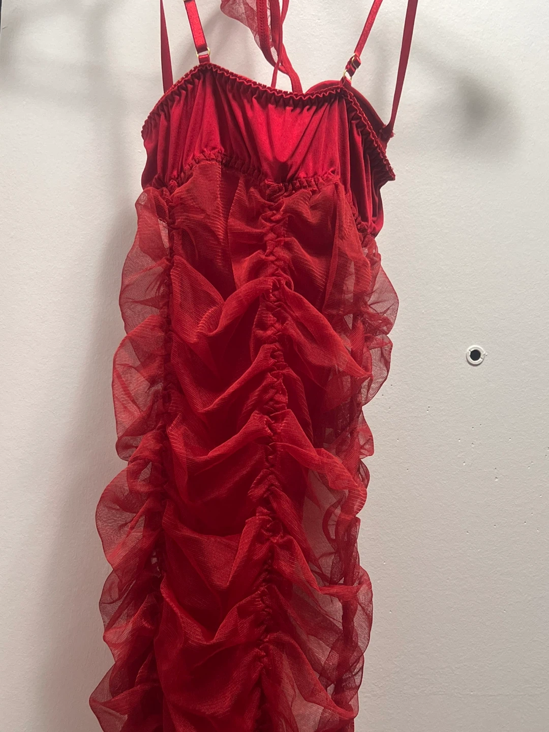 Red Ruffle Teddy Lingerie - photo 5