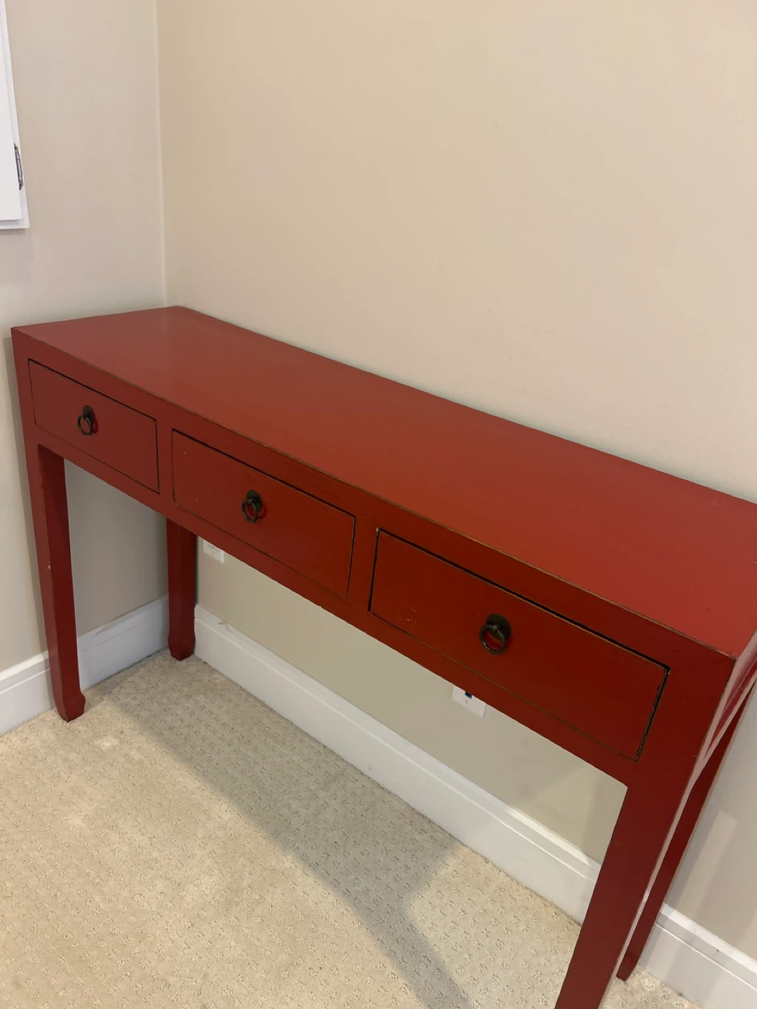 2 Red Console Table with 3 Drawers
