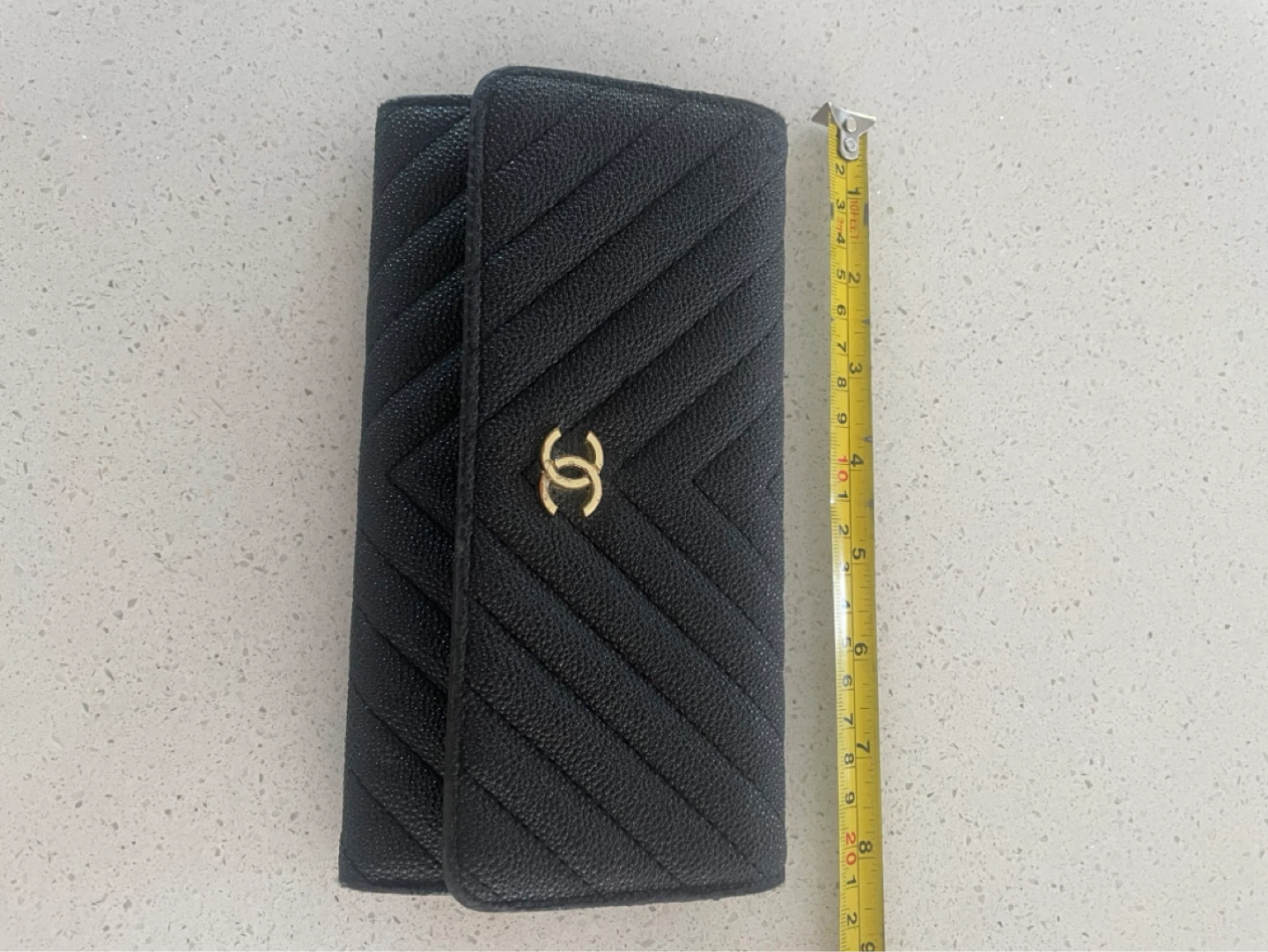 Chanel Black Chevron Flap Wallet