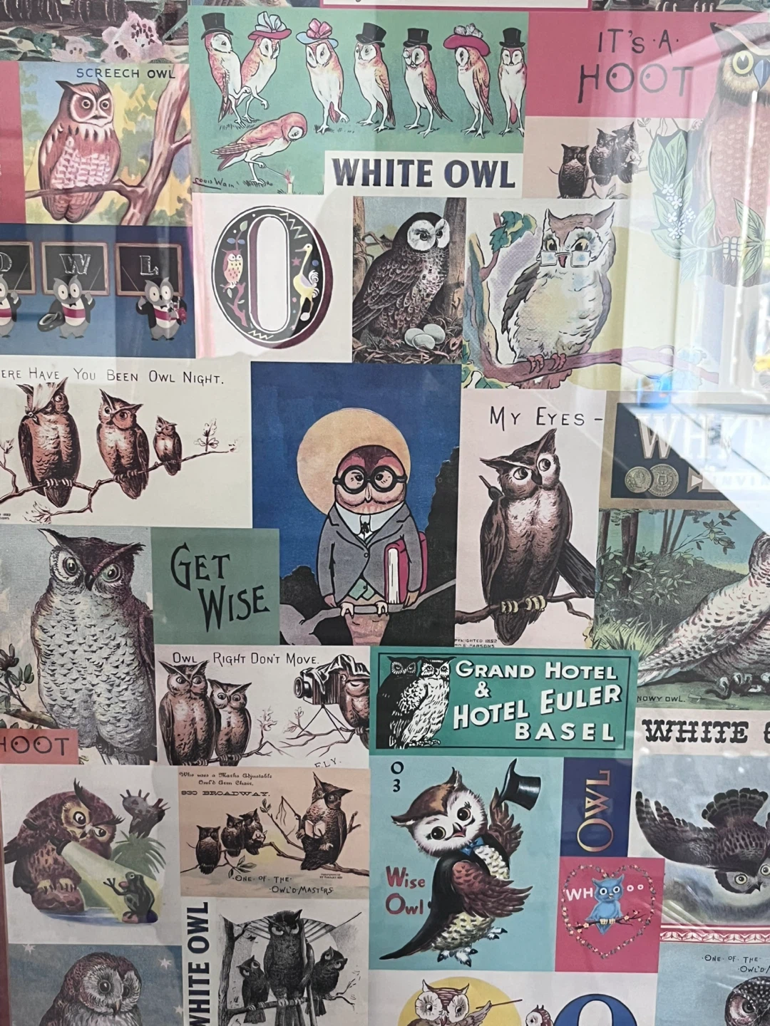Vintage Owl Themed Collage Art Print - photo 2