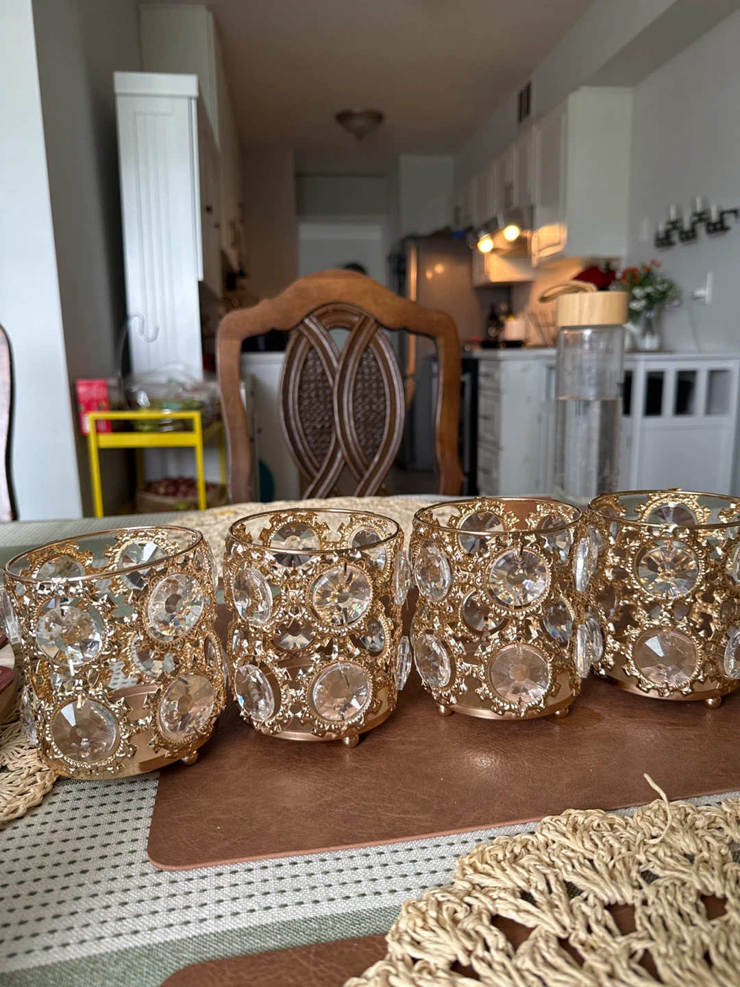 Set of 4 Gold Crystal Votive Candle Holders - photo 2