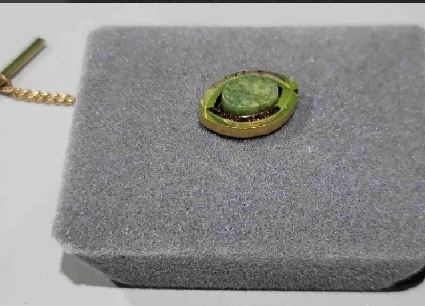 Vintage Tie Tack Pin with Green Stone