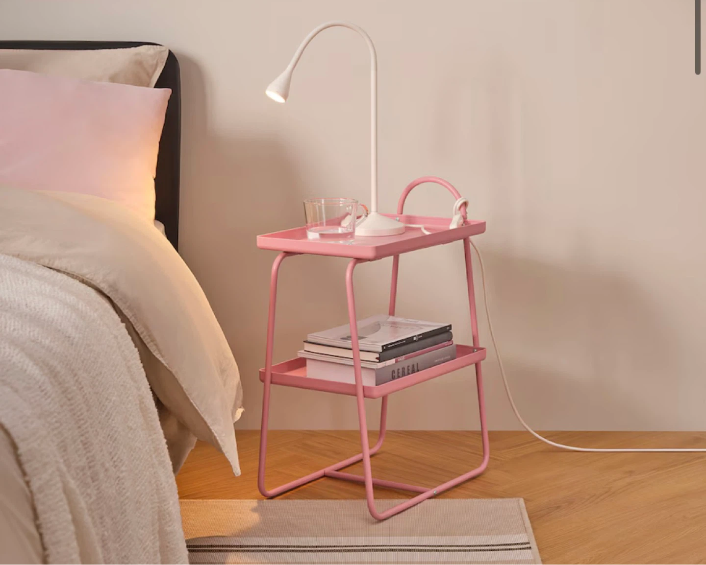 Pink Designed Two-Tier Side Table