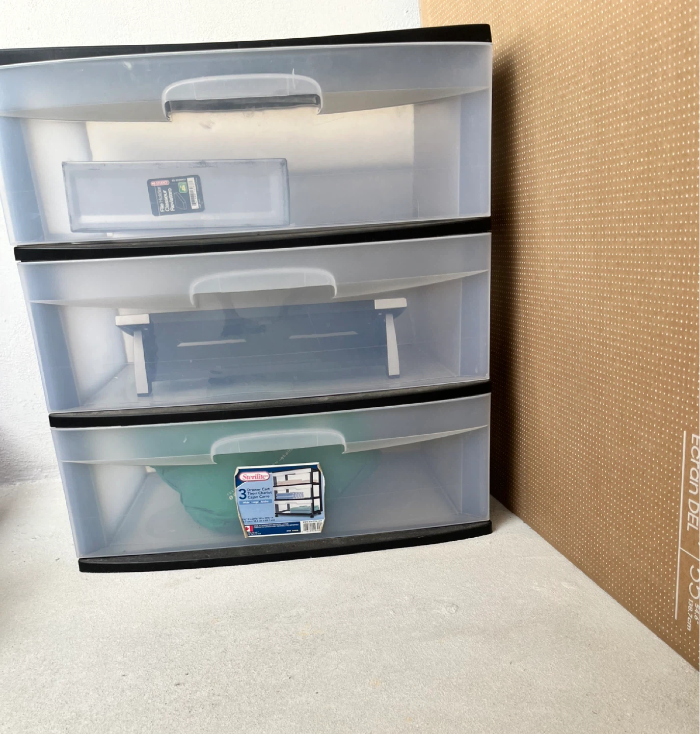 Sterilite 3-Drawer Wide Storage Cart