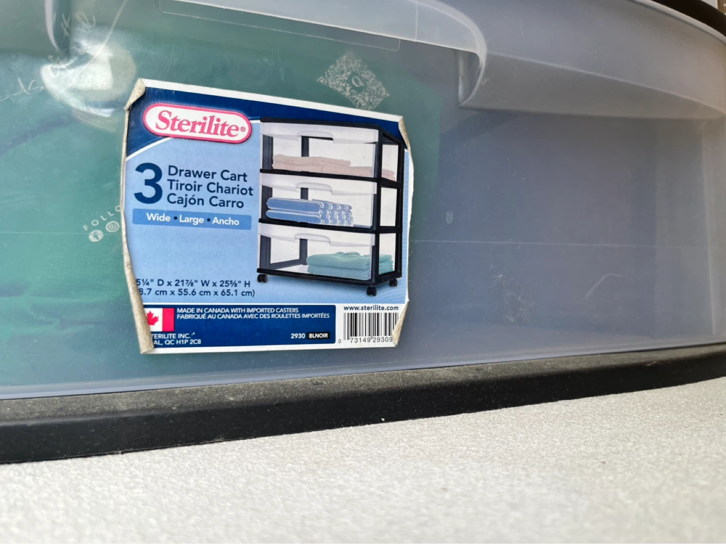 Sterilite 3-Drawer Wide Storage Cart - photo 3