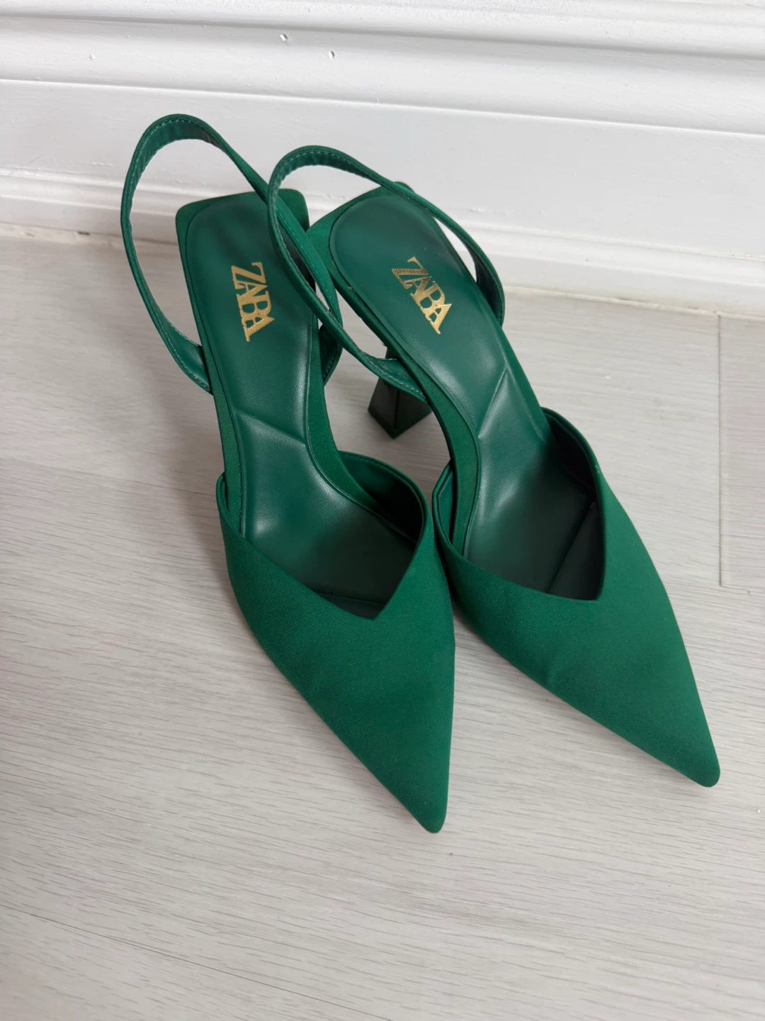 ZARA Green Slingback Heels Size 38