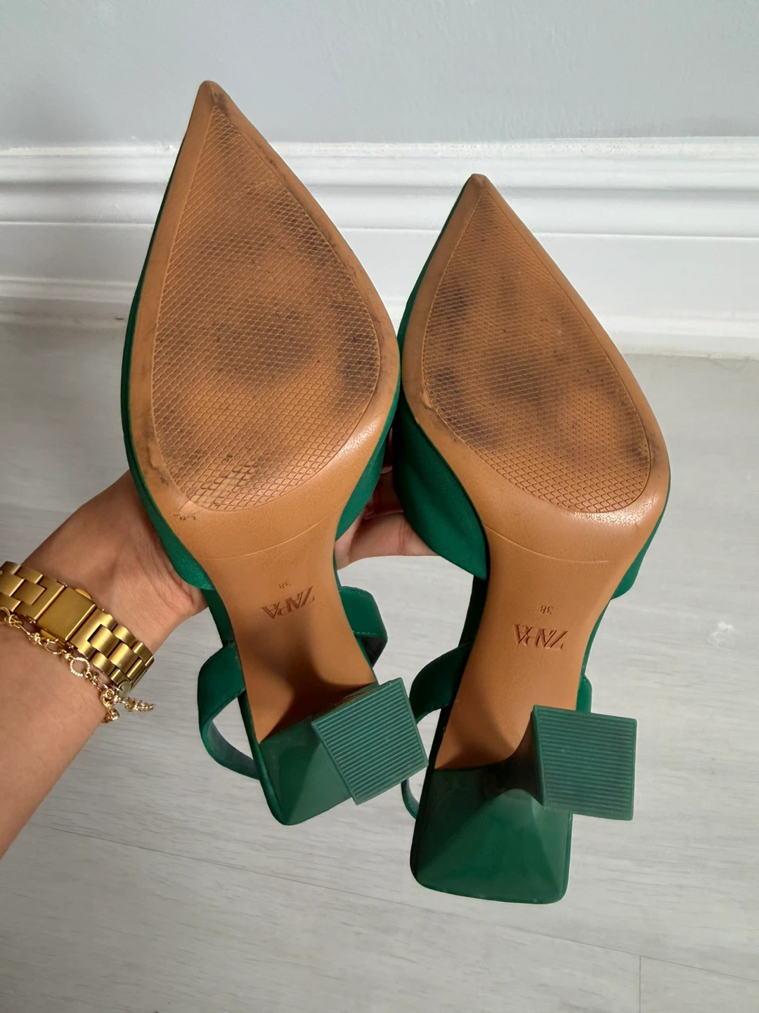 ZARA Green Slingback Heels Size 38 - photo 4