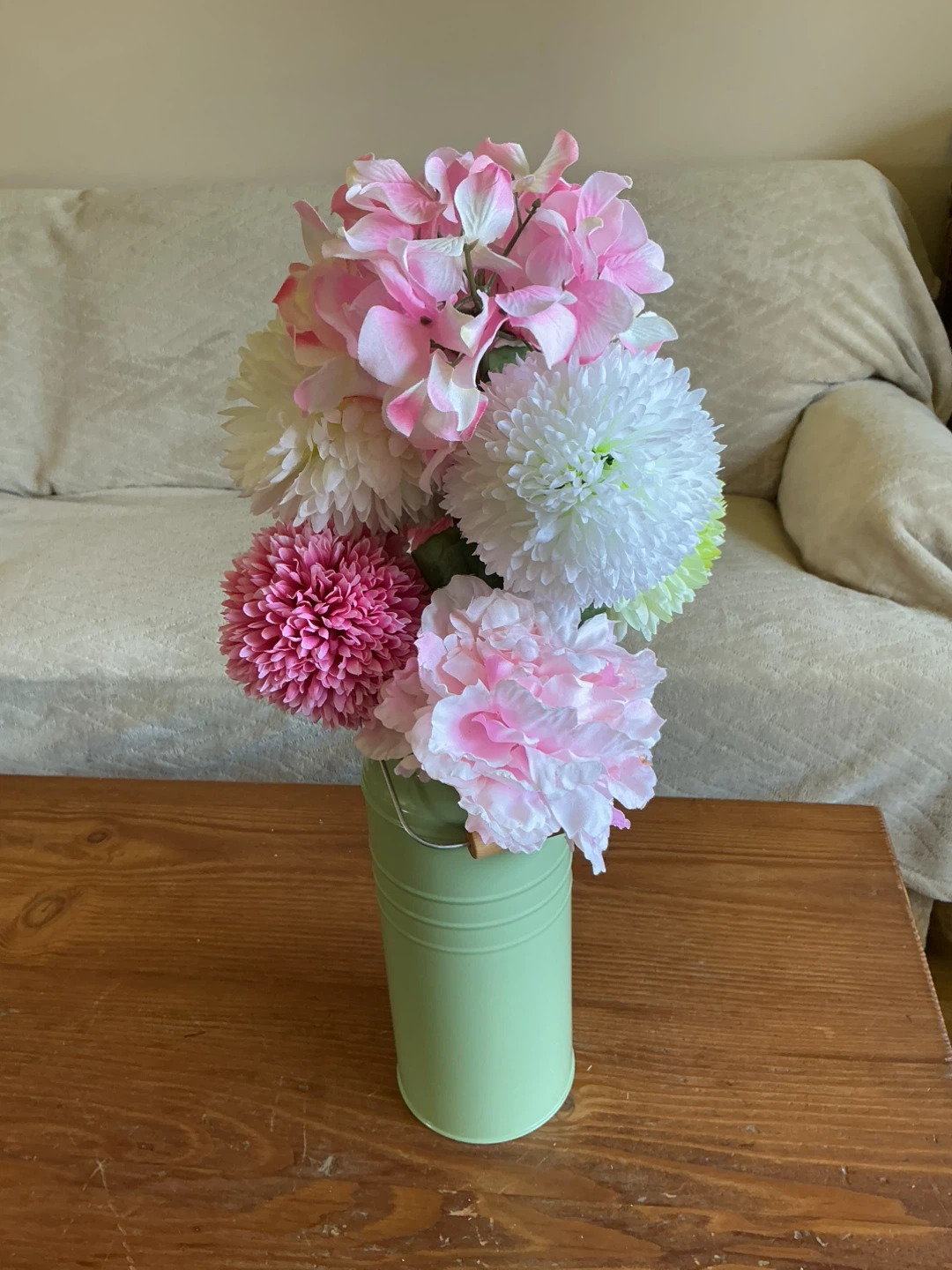 Artificial Flower Arrangement in Green Vase