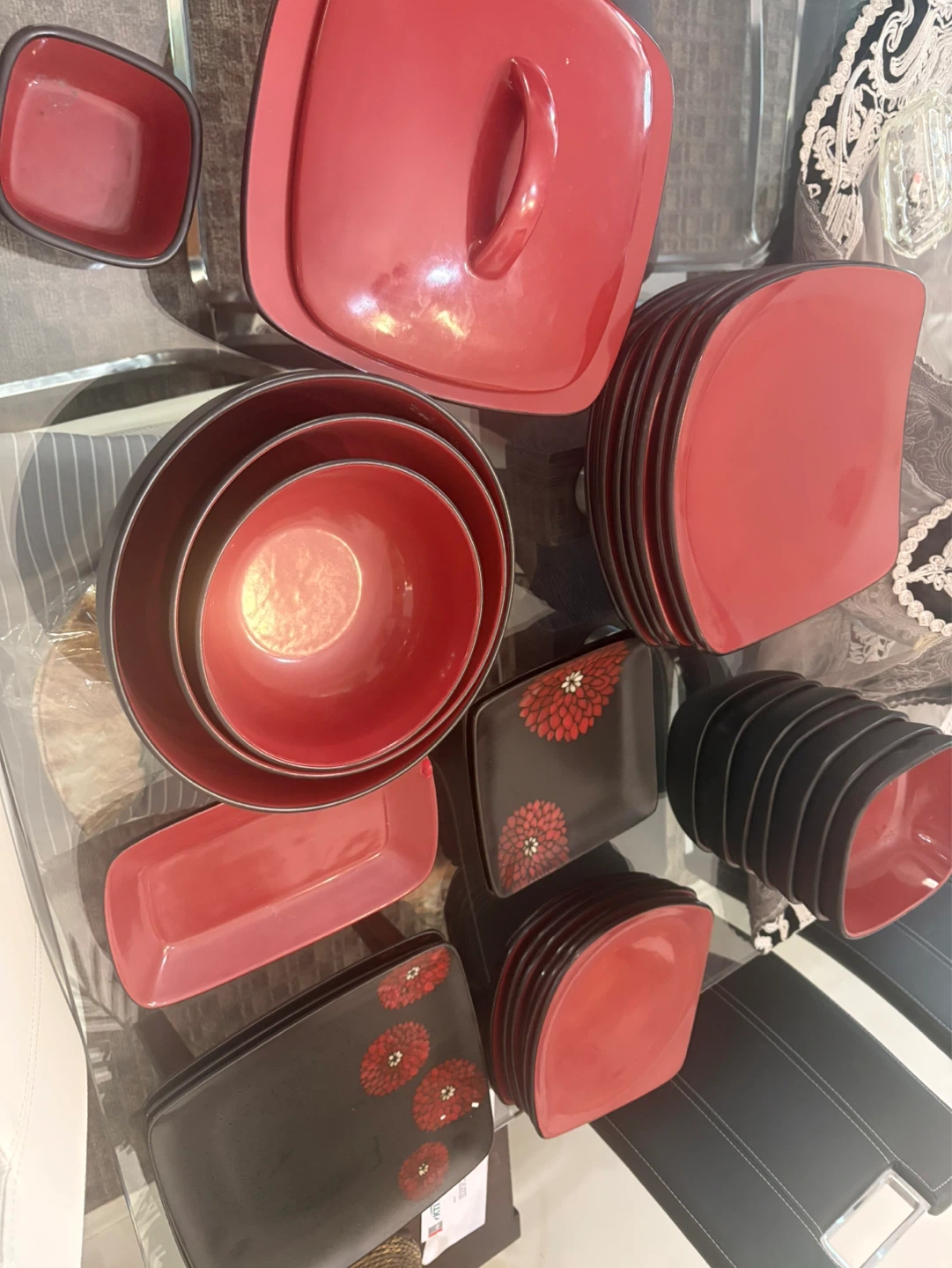 Red and Black Dinnerware Set