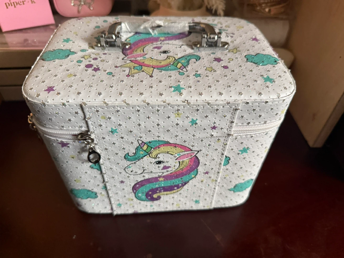 Unicorn Makeup Train Case with Mirror - photo 2
